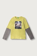 United Colors of Benetton majica dugih rukava za djecu od pamuka zelena 3I1XC10UI