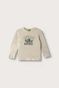 United Colors of Benetton longsleeve pentru copii din bumbac bej 3ATNG10NP