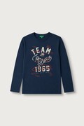 United Colors of Benetton longsleeve dziecięcy bawełniany granatowy 3ATNC10UF