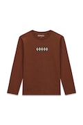 Guess tričko s dlhým rukávom detské bavlnené hnedé L6BI01 K5722