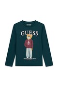 Guess longsleeve dziecięcy bawełniany turkusowy L6YI20 K3752