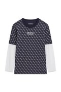 Guess longsleeve dziecięcy bawełniany granatowy L6YI18 K3748