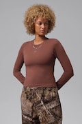 Jordan longsleeve damski z bawełną Brooklyn Essentials brązowy IM7353.265