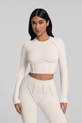 BetterMe longsleeve do jogi damski Contour Stitch Long beżowy CRT00012