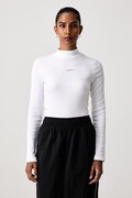 Guess Jeans longsleeve pentru femei din bumbac cu elastan alb W6BP06 K5471