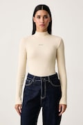 Guess Jeans longsleeve pentru femei din bumbac cu elastan bej W6BP06 K5471