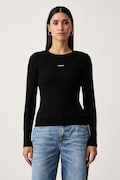 Guess Jeans longsleeve pentru femei cu bumbac negru W6BP05 K5470