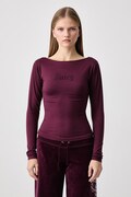 Juicy Couture majica dugih rukava za žene s modalom MIA BOAT NECK bordo JCWCT226329
