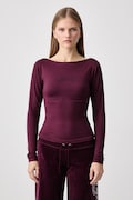 Juicy Couture majica z dolgimi rokavi ženska z modalom MIA BOAT NECK bordo JCWCT226329