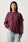 GANNI tričko s dlhým rukávom dámske bavlnené Double Sleeve burgundské A1050266