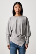 GANNI longsleeve pentru femei din bumbac cu elastan gri A1040543