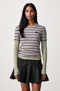 GANNI longsleeve damski bawełniany z elastanem Double Sleeve bordowy A1040472
