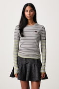 GANNI longsleeve damski bawełniany z elastanem Double Sleeve bordowy A1040472