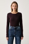 Marc O'Polo longsleeve damski bawełniany z elastanem bordowy 5000007890