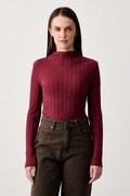 Marc O'Polo longsleeve damski bawełniany z elastanem bordowy 5000012302