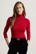 Lauren Ralph Lauren longsleeve damski z dodatkiem jedwabiu czerwony 200B22254