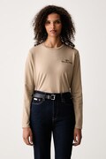 Aeronautica Militare longsleeve damski z bawełną beżowy TS2549DJ00747