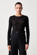 Tommy Hilfiger longsleeve damski z dodatkiem kaszmiru czarny UW0UW06611