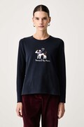 Weekend Max Mara longsleeve damski bawełniany z elastanem WKDCESTINO granatowy 2625946042600