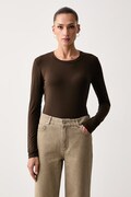 Weekend Max Mara longsleeve damski z wiskozą WKDMULTIE brązowy 2625946032600