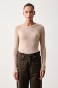 Weekend Max Mara longsleeve damski z wełną WKDPATTO beżowy 2625946022600