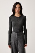 Weekend Max Mara longsleeve damski z wełną WKDPATTO szary 2625946022600