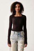 Miss Sixty sweter damski z dodatkiem jedwabiu brązowy 6M3RJ02300