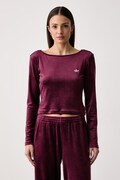 adidas Originals longsleeve damski welurowy Essentials Velour bordowy KR9145