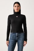 Tommy Jeans longsleeve damski bawełniany z elastanem czarny DW0DW23251