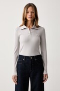 Calvin Klein Jeans tričko s dlouhým rukávem dámské bavlněné s elastanem šedé LV047H203G