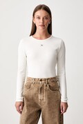 Calvin Klein Jeans longsleeve damski bawełniany z elastanem beżowy LV047H259G