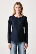 Sisley longsleeve damski bawełniany czarny 3BVXP1007