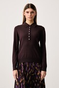 Sisley sweter damski z dodatkiem wełny brązowy 1SEZL300M