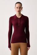United Colors of Benetton sweter damski z dodatkiem wełny bordowy 1X84D301T