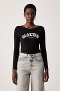 Gaudi longsleeve damski bawełniany z elastanem czarny 621BD64022