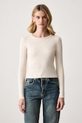 Guess longsleeve damski z wiskozą FAUSTA beżowy V6BP15 K7234