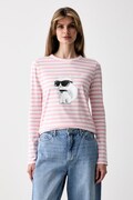 Karl Lagerfeld longsleeve damski bawełniany IKON różowy B3W17043