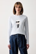 Karl Lagerfeld longsleeve damski bawełniany IKON niebieski B3W17043
