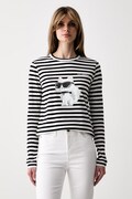 Karl Lagerfeld longsleeve damski bawełniany IKON czarny B3W17043