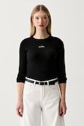 Guess Jeans longsleeve damski bawełniany z elastanem czarny W6YP14 K3821