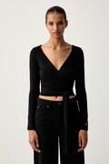 Guess Jeans bluză petrecută pentru femei cu modal neagră simplă W6YP11 K3816