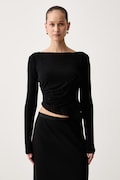 Guess tričko s dlhým rukávom dámske s viskózou CHRISSY čierne W6BP25 K6281