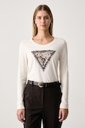 Guess longsleeve pentru femei din bumbac cu elastan SAVANNA bej W6BI57 K7387