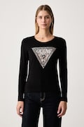 Guess longsleeve pentru femei din bumbac cu elastan SAVANNA negru W6BI57 K7387