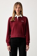 Kenzo bluzka damska bawełniana bordowa gładka FG62PO5504SU