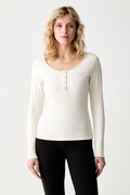 Guess longsleeve damski z wiskozy X NORTH SAILS beżowy W6YP60 K5318