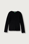 United Colors of Benetton majica dugih rukava za djecu od pamuka s elastanom crna 3F1EC10N1