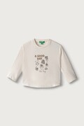 United Colors of Benetton longsleeve pentru copii din bumbac bej 3ATNG10NN