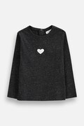 Coccodrillo longsleeve dziecięcy z bawełną czarny TINNY TROUBLE GIRL KIDS
