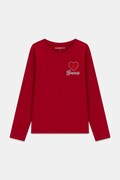 Guess longsleeve dziecięcy bawełniany z elastanem czerwony J6BI09 K5783